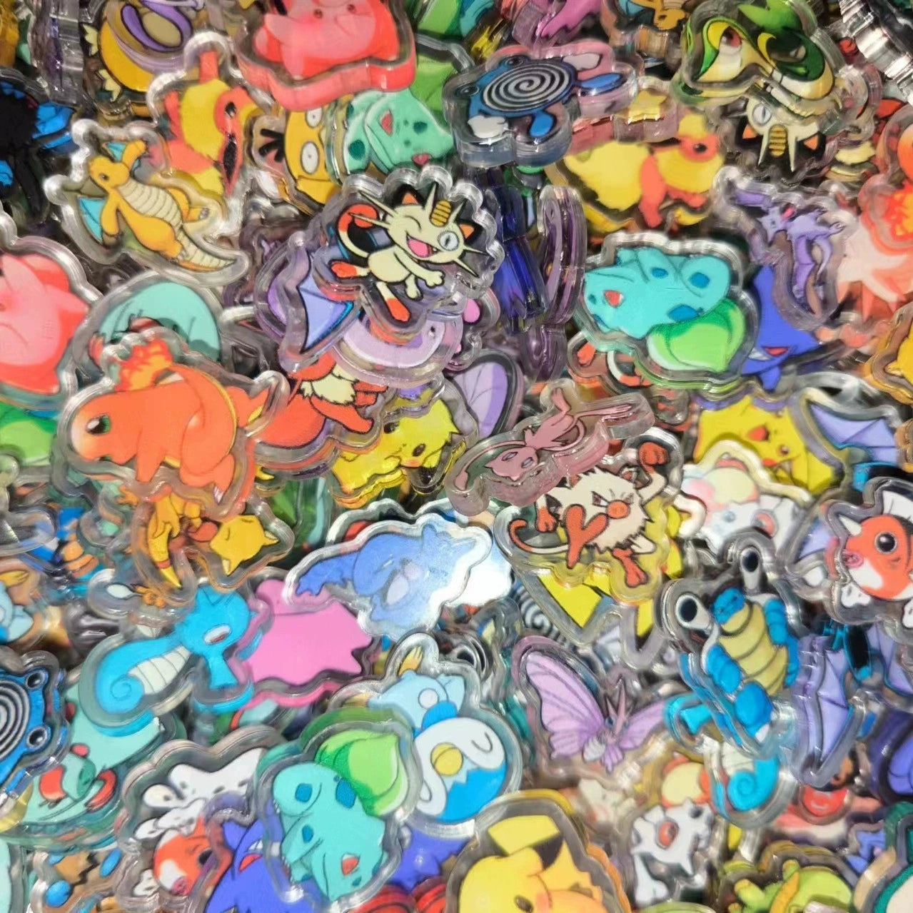 50PCS 3 Types Pocket Monsters Anime Pokemon Kawaii Acrylic Sheet Pikachu Adult Collection Cartoon Periphery DIY Phone Case Gift