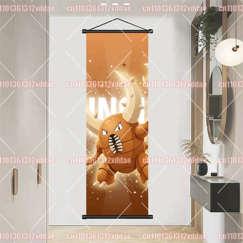 Pokemon Scroll Painting Dragonite Incineroar Litten Totodile Pikachu Anime HD Poster Whole House Wall Decoration Children's Gift