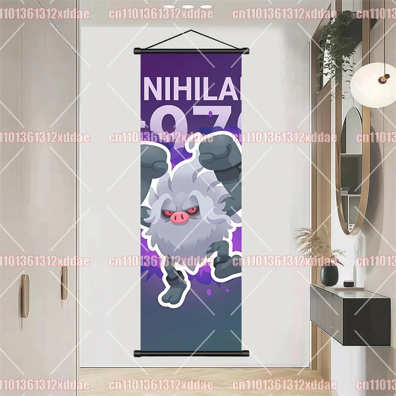 Pokemon Scroll Painting Dragonite Incineroar Litten Totodile Pikachu Anime HD Poster Whole House Wall Decoration Children's Gift