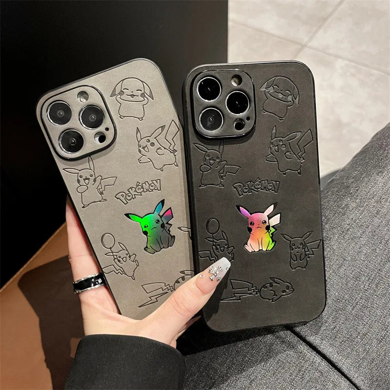 Pikachu Faux Leather Laser Phone Case – Shockproof Protective Cover