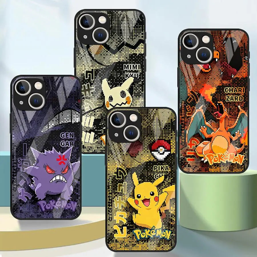 Anime Pokémon Tempered Glass iPhone Case