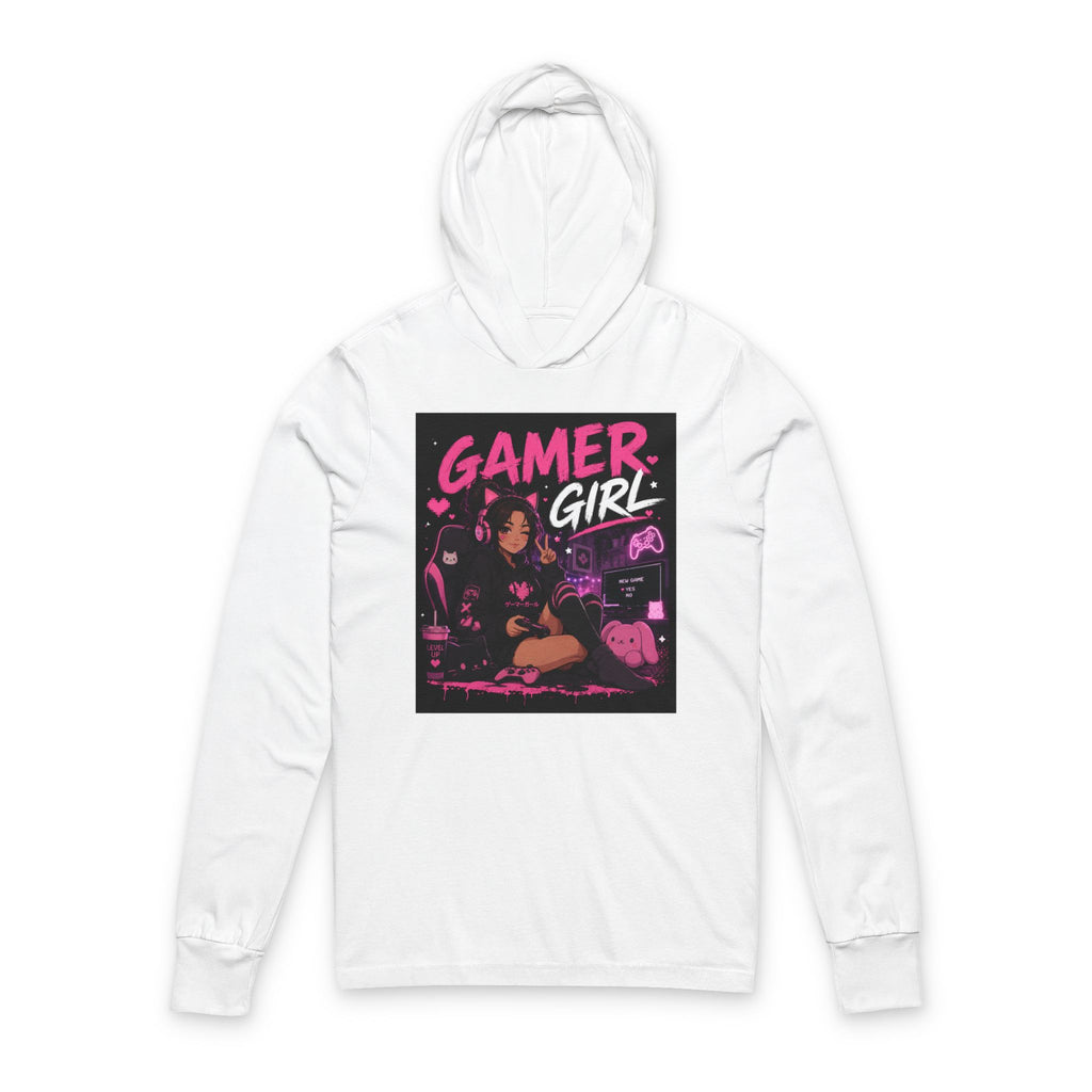 Gamer Girl Hoodie Tee – Retro Neon Gaming Graphic Long Sleeve