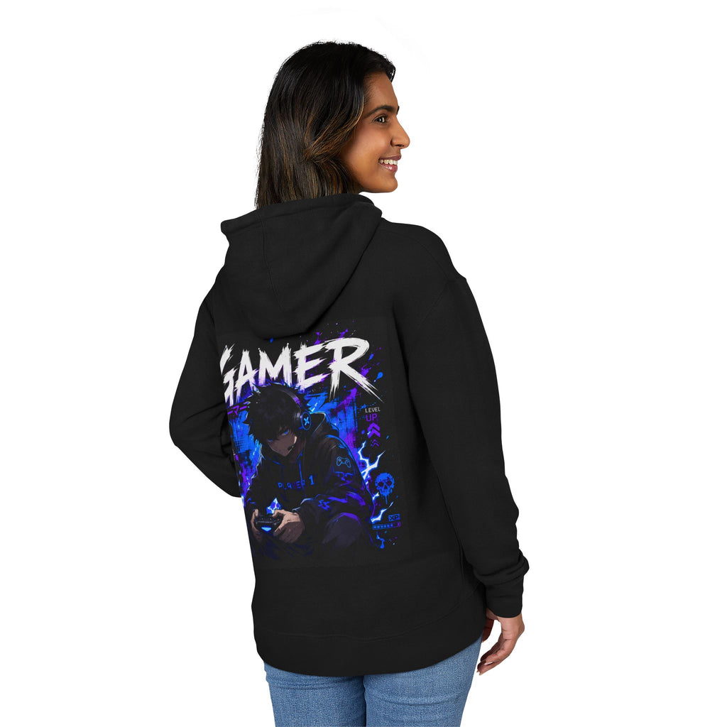 Gamer Hoodie – Neon Anime Controller Back Print