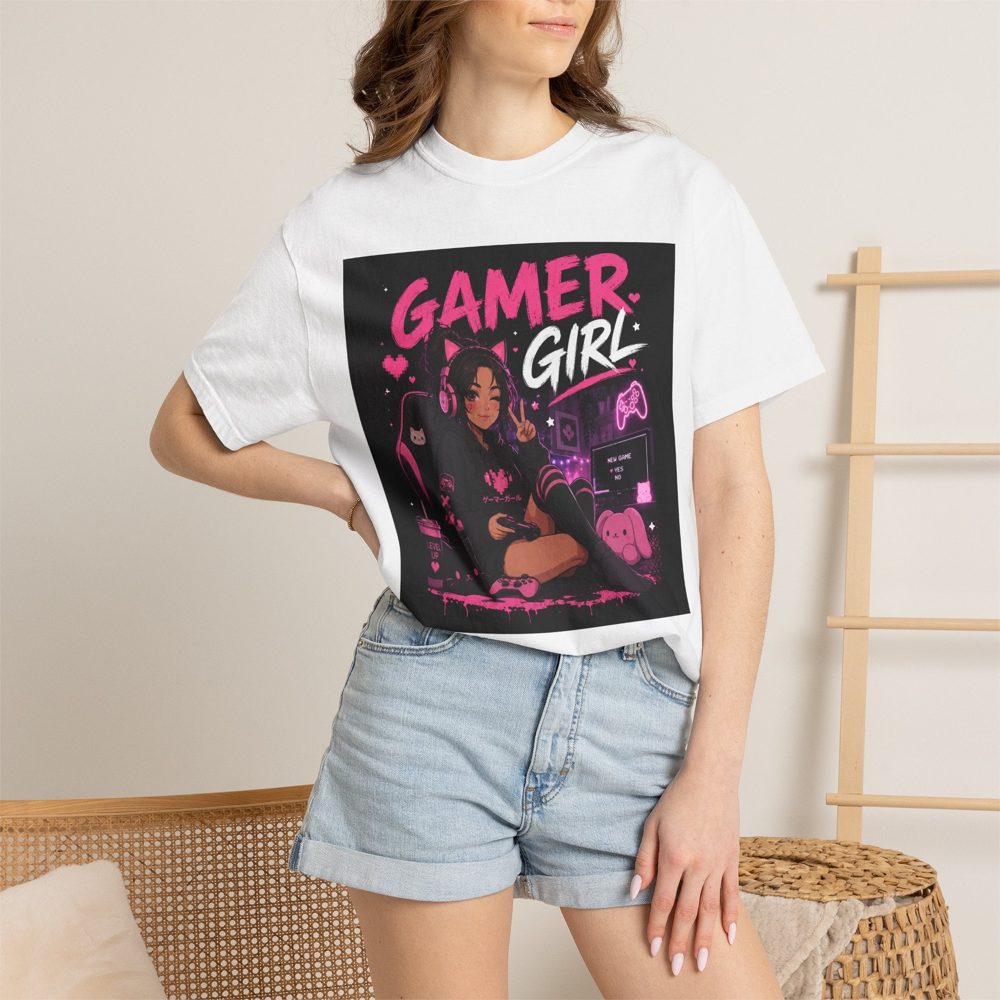 Gamer Girl T-Shirt – Retro Pink Gaming Graphic Tee for Women