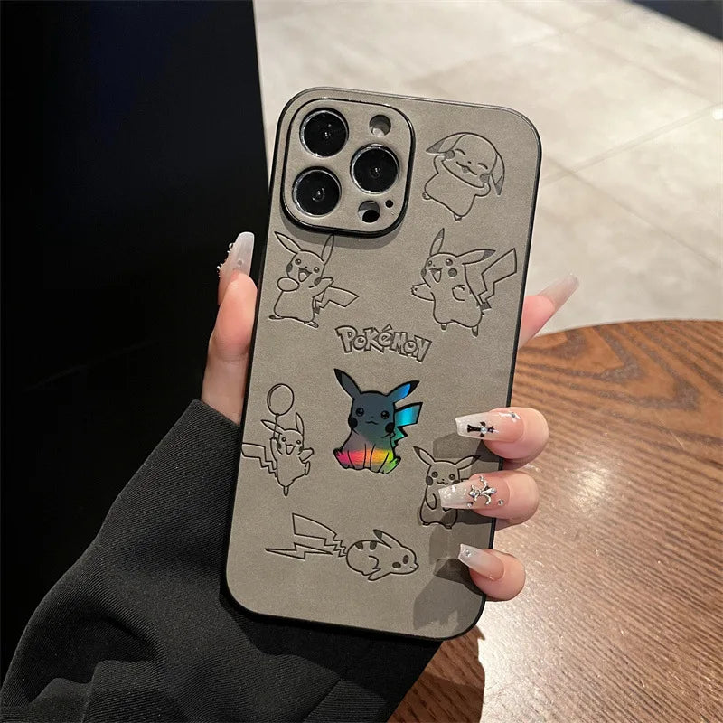 Pikachu Faux Leather Laser Phone Case – Shockproof Protective Cover