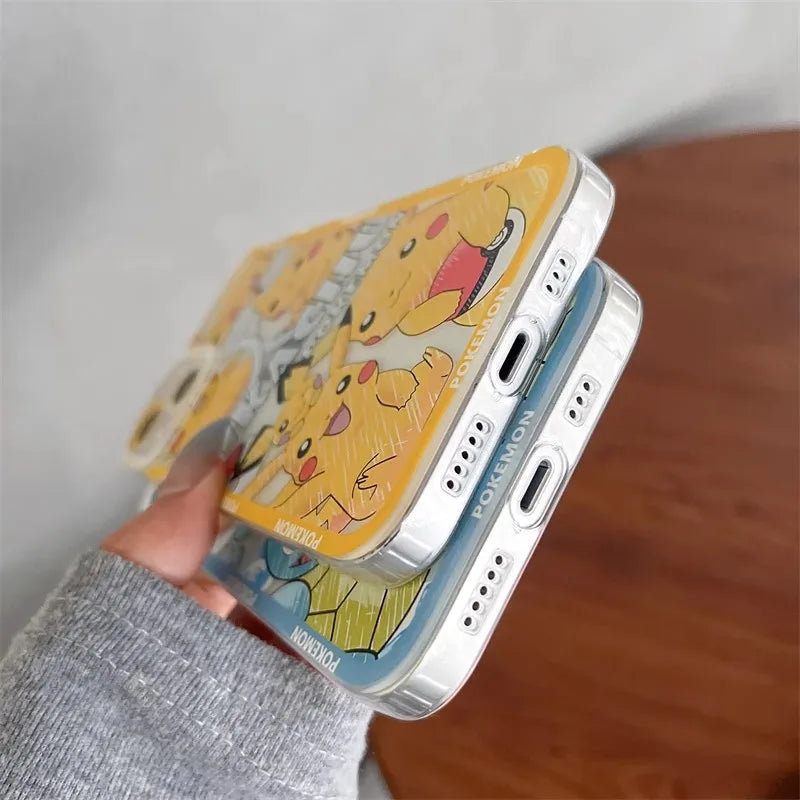 Cute POKEMONS Pikachu Phone Case for iPhone 11 12 13 14 15 16 17 Pro Max Plus mini 16E Air Snorlax Squirtle Gengar Soft Cover