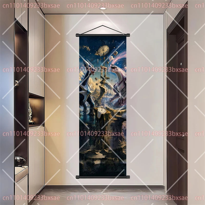 Pokémon Art Scroll Painting Greninja Charizard Gengar Squirtle Magikarp Indoor Soft Wall Hanging Painting Daily Gift Small Items