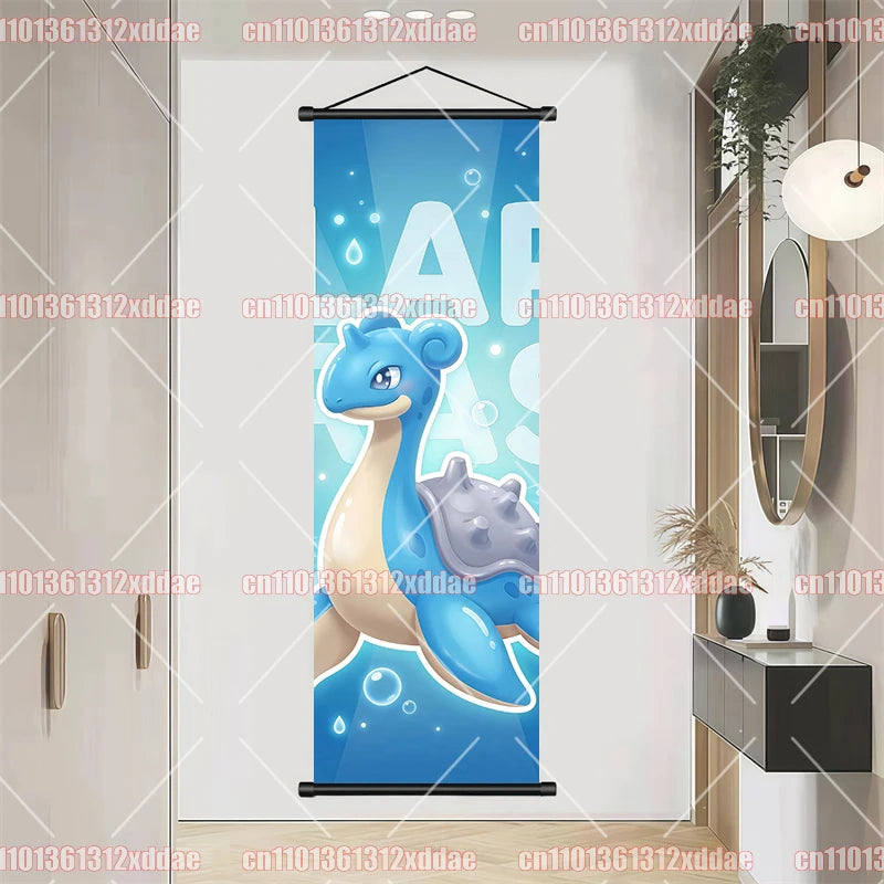 Pokemon Scroll Painting Dragonite Incineroar Litten Totodile Pikachu Anime HD Poster Whole House Wall Decoration Children's Gift