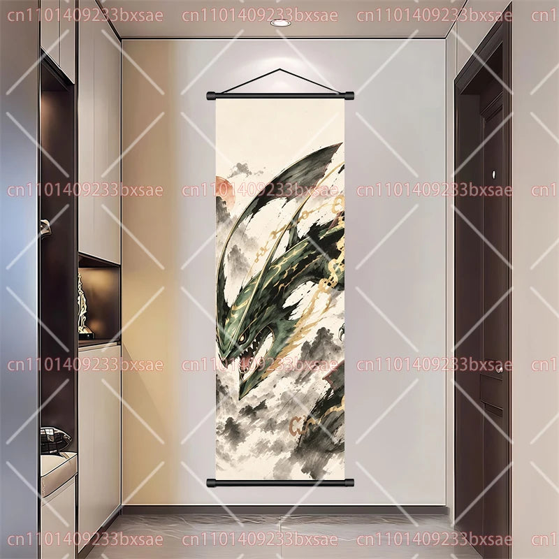 Pokémon Art Scroll Painting Greninja Charizard Gengar Squirtle Magikarp Indoor Soft Wall Hanging Painting Daily Gift Small Items