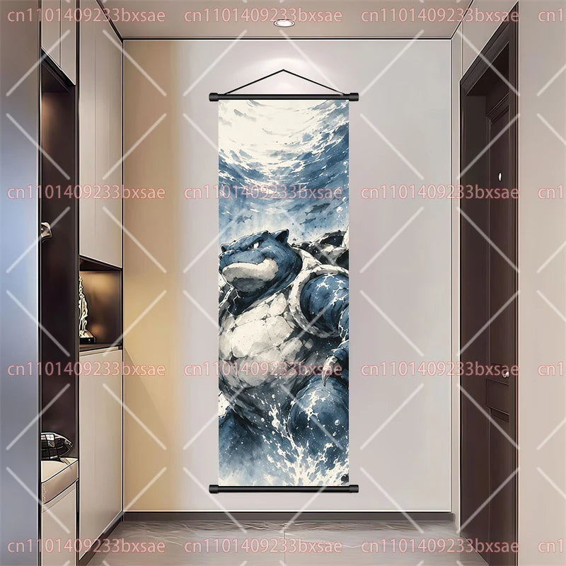 Pokémon Art Scroll Painting Greninja Charizard Gengar Squirtle Magikarp Indoor Soft Wall Hanging Painting Daily Gift Small Items