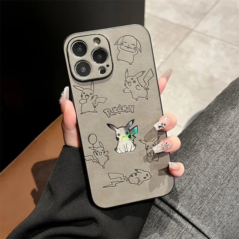 Pikachu Faux Leather Laser Phone Case – Shockproof Protective Cover
