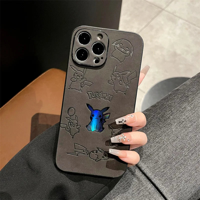 Pikachu Faux Leather Laser Phone Case – Shockproof Protective Cover