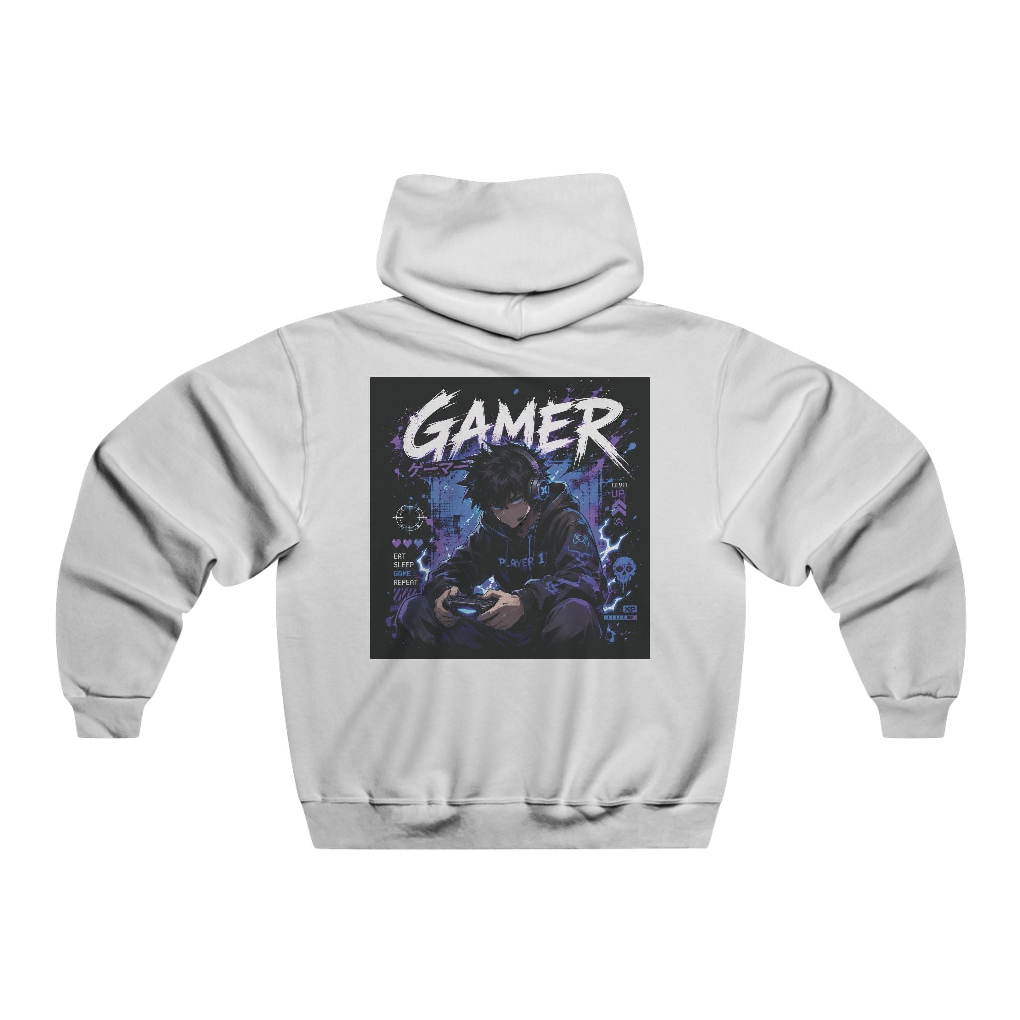 Gamer Graphic Hoodie – Retro Neon Anime Controller Design