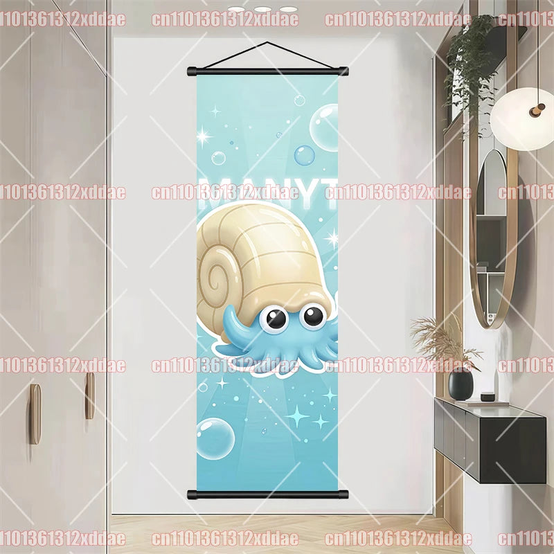 Pokemon Scroll Painting Dragonite Incineroar Litten Totodile Pikachu Anime HD Poster Whole House Wall Decoration Children's Gift