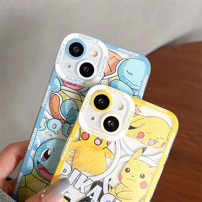 Cute POKEMONS Pikachu Phone Case for iPhone 11 12 13 14 15 16 17 Pro Max Plus mini 16E Air Snorlax Squirtle Gengar Soft Cover