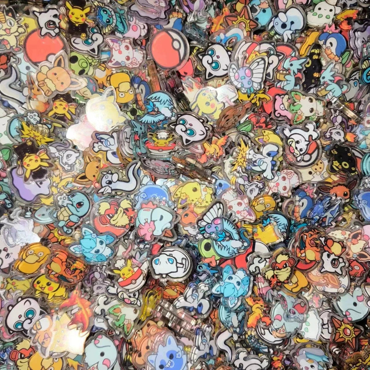 50PCS 3 Types Pocket Monsters Anime Pokemon Kawaii Acrylic Sheet Pikachu Adult Collection Cartoon Periphery DIY Phone Case Gift