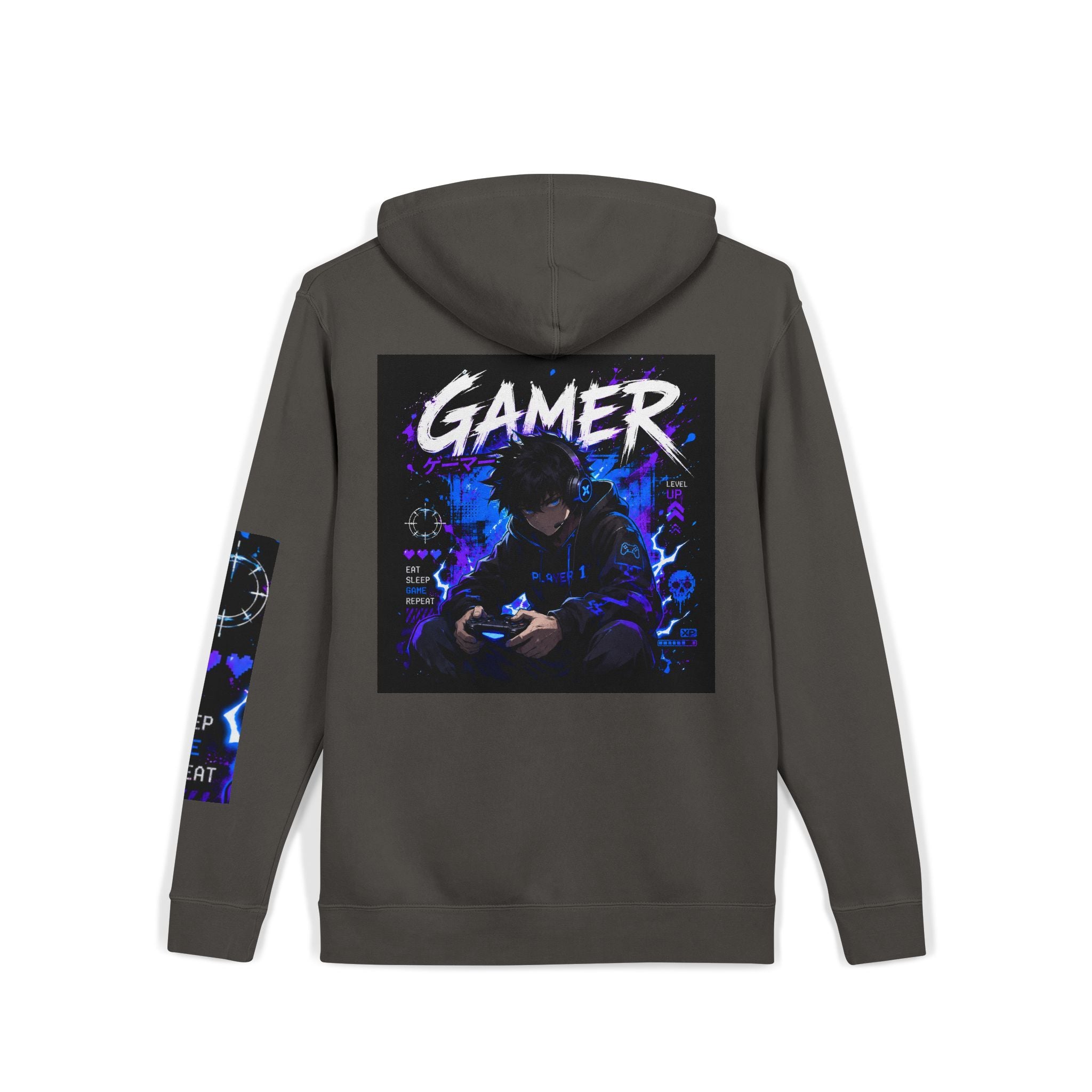 Gamer Graphic Hoodie – Retro Neon Anime Gamer Pullover