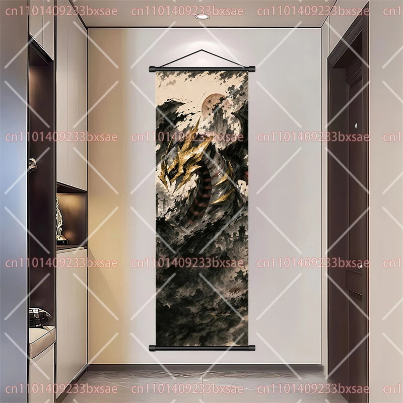 Pokémon Art Scroll Painting Greninja Charizard Gengar Squirtle Magikarp Indoor Soft Wall Hanging Painting Daily Gift Small Items