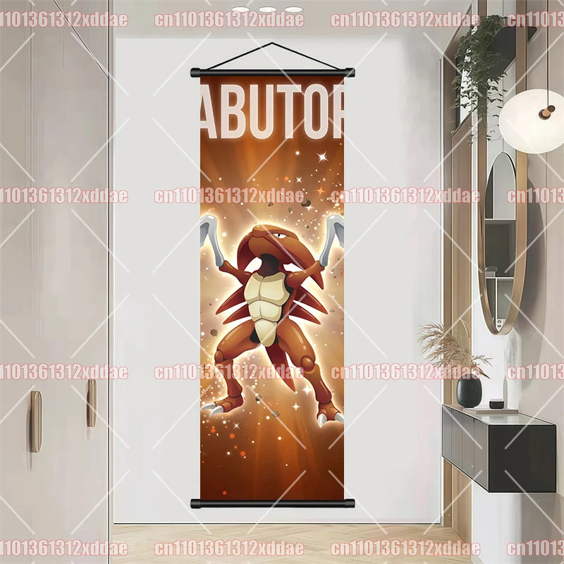 Pokemon Scroll Painting Dragonite Incineroar Litten Totodile Pikachu Anime HD Poster Whole House Wall Decoration Children's Gift