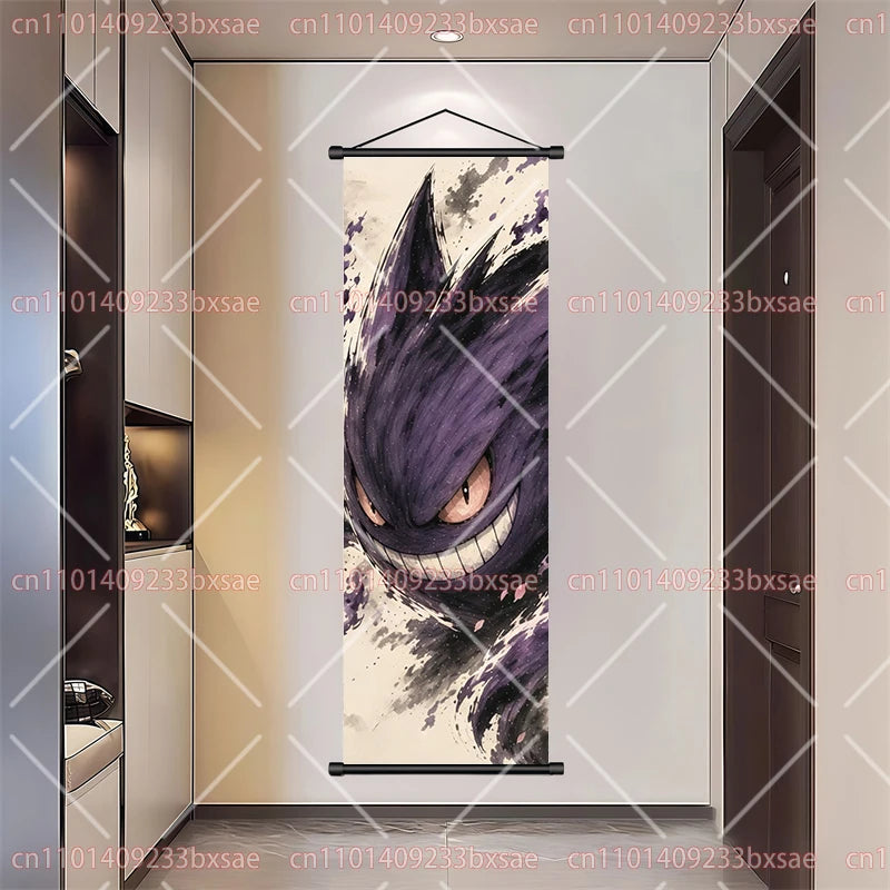 Pokémon Art Scroll Painting Greninja Charizard Gengar Squirtle Magikarp Indoor Soft Wall Hanging Painting Daily Gift Small Items