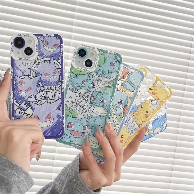 Cute POKEMONS Pikachu Phone Case for iPhone 11 12 13 14 15 16 17 Pro Max Plus mini 16E Air Snorlax Squirtle Gengar Soft Cover