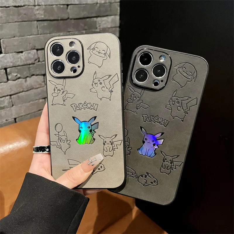 Pikachu Faux Leather Laser Phone Case – Shockproof Protective Cover