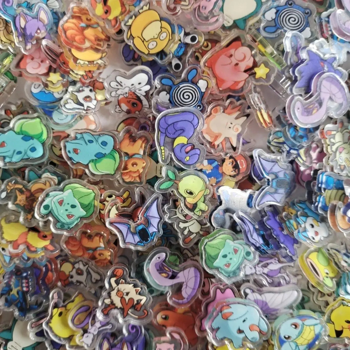 50PCS 3 Types Pocket Monsters Anime Pokemon Kawaii Acrylic Sheet Pikachu Adult Collection Cartoon Periphery DIY Phone Case Gift
