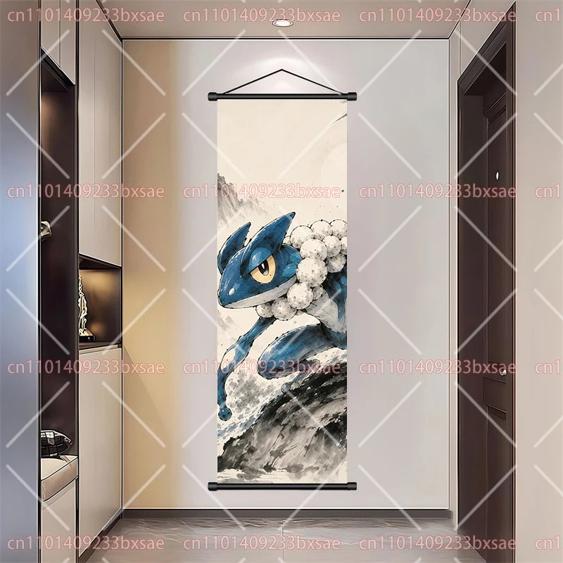 Pokémon Art Scroll Painting Greninja Charizard Gengar Squirtle Magikarp Indoor Soft Wall Hanging Painting Daily Gift Small Items