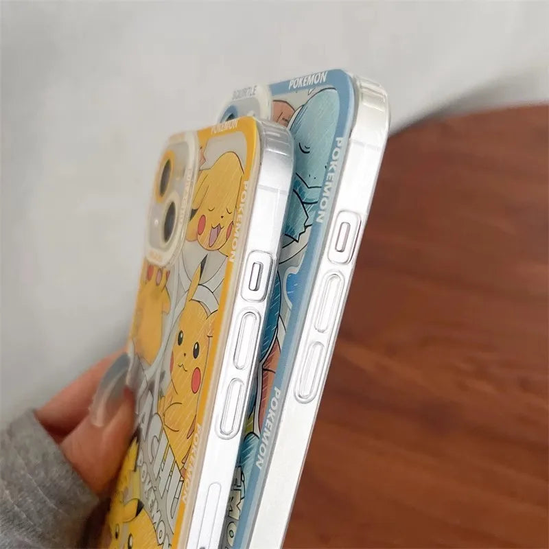 Cute POKEMONS Pikachu Phone Case for iPhone 11 12 13 14 15 16 17 Pro Max Plus mini 16E Air Snorlax Squirtle Gengar Soft Cover