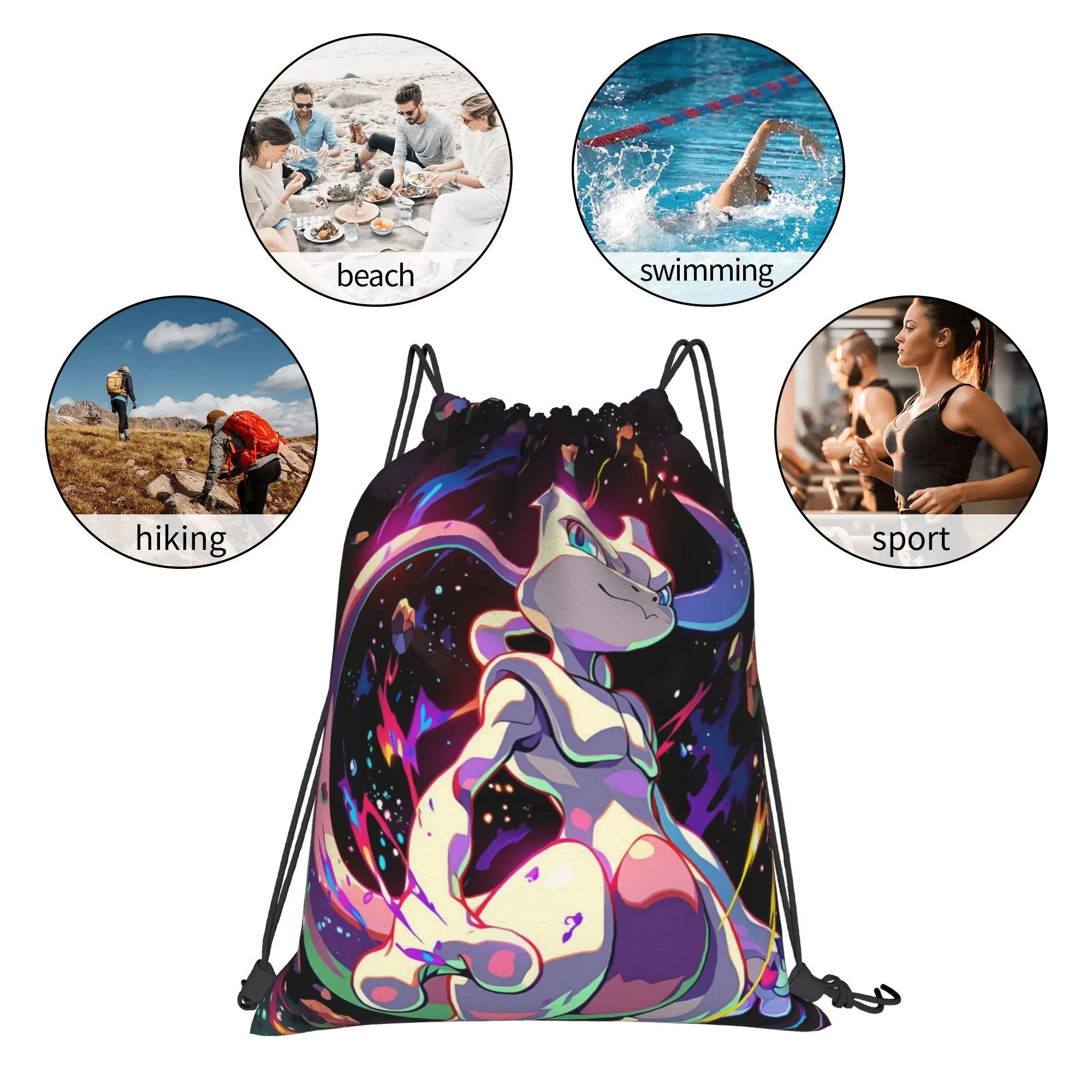 gym Pouch pokemon  Drawstring Bags Gym Unisex Storage Organize Bundle Pocket Rope Bag.