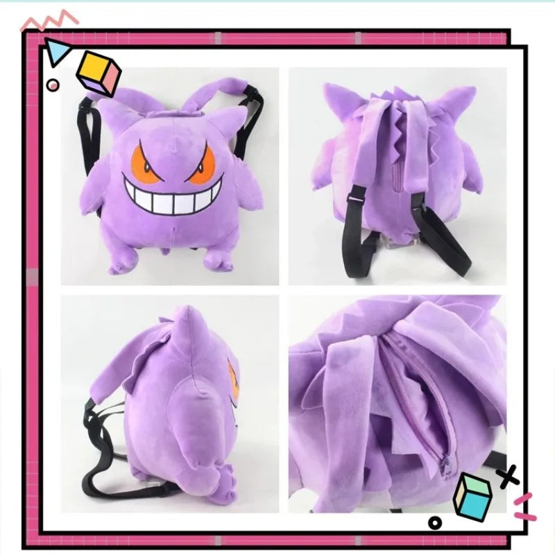 Pokemon Cute Backpack Kawaii Japanese Style Plush Bag Genger Mimikyu Eevee Snorlax Backpack Schoolbag Cosplay Props Fashion Gift.