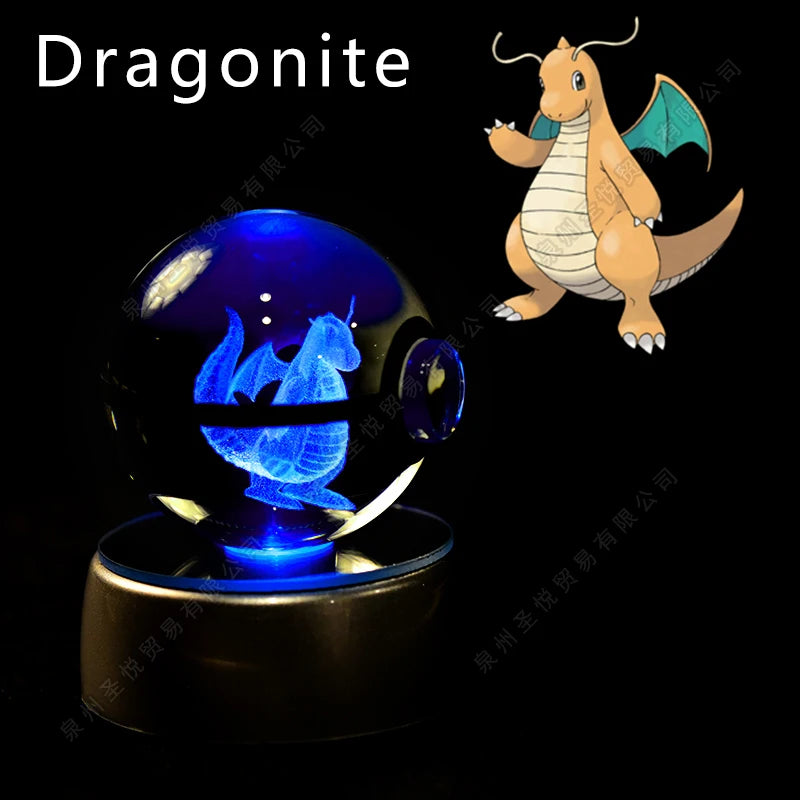 Pokémon 3D Crystal Ball Night Light – Pikachu, Gengar, Mewtwo & More ✨