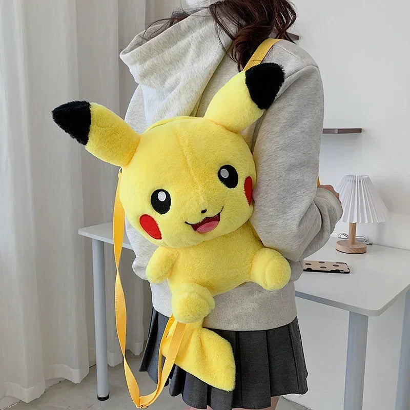 Pokemon Cute Backpack Kawaii Japanese Style Plush Bag Genger Mimikyu Eevee Snorlax Backpack Schoolbag Cosplay Props Fashion Gift.