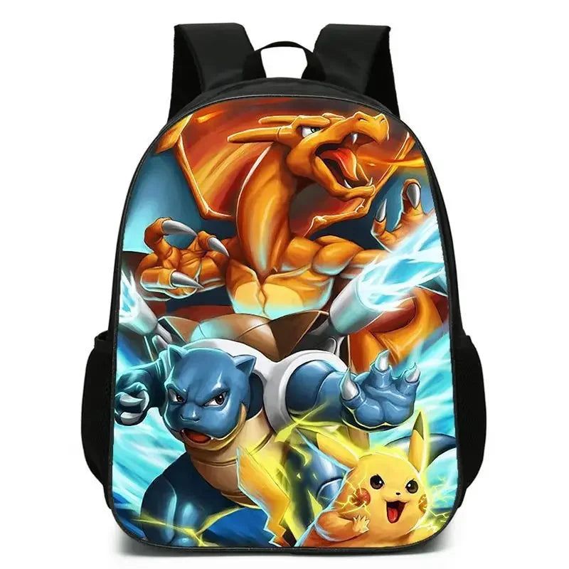 3-Piece Set Pokemon Cartoon School Bags for Boys Girls School Backpack Light Weight Durable Backpack Crossbody Bag Pencil Case.