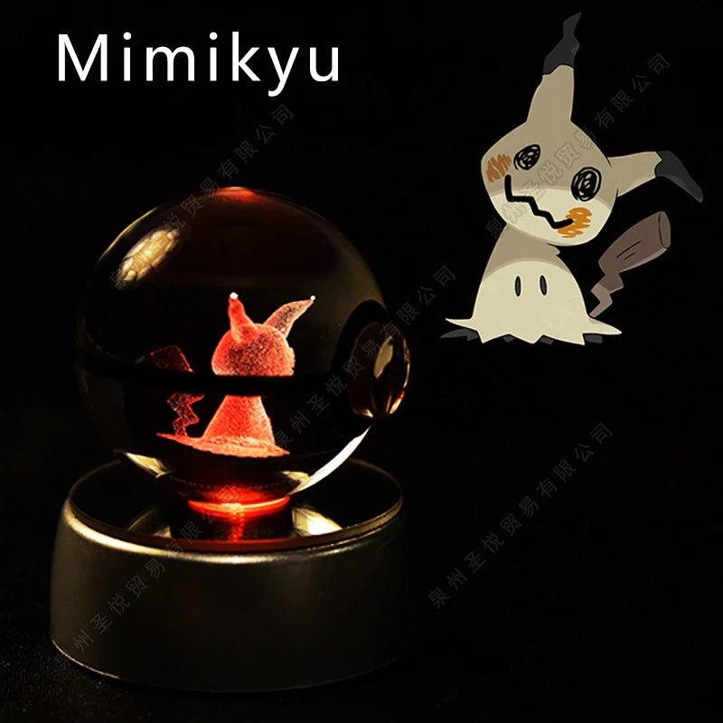 Pokémon 3D Crystal Ball Night Light – Pikachu, Gengar, Mewtwo & More ✨