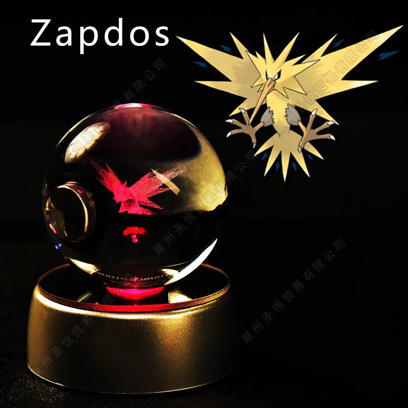 Pokémon 3D Crystal Ball Night Light – Pikachu, Gengar, Mewtwo & More ✨
