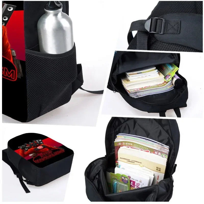 3-Piece Set Pokemon Cartoon School Bags for Boys Girls School Backpack Light Weight Durable Backpack Crossbody Bag Pencil Case.