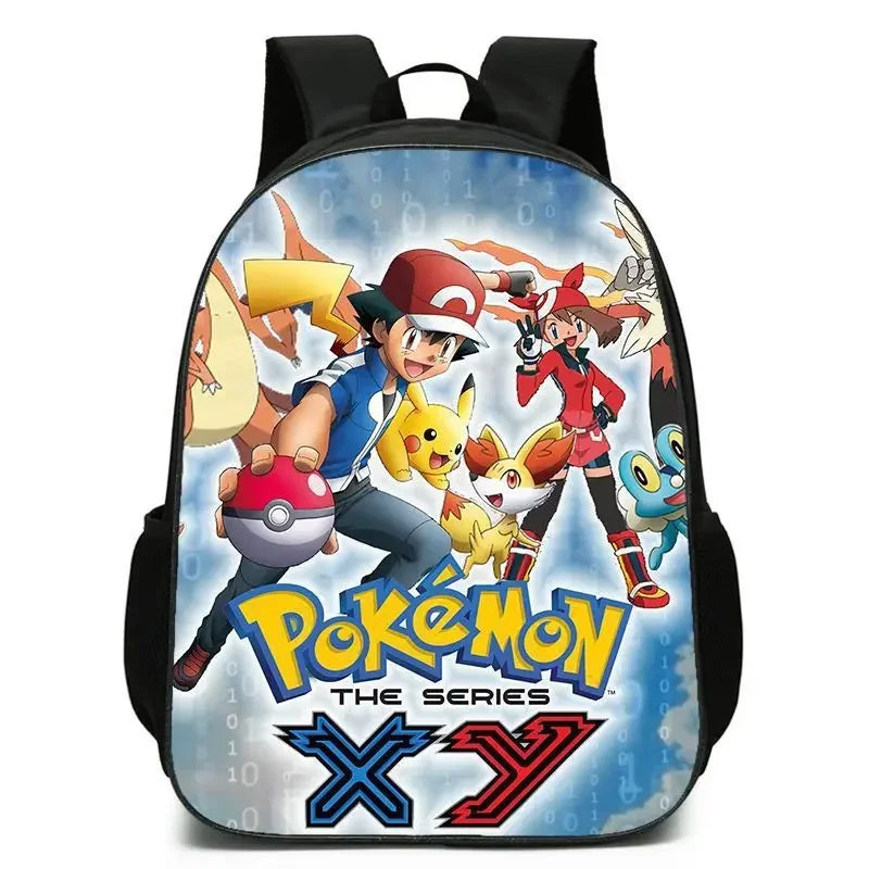 3-Piece Set Pokemon Cartoon School Bags for Boys Girls School Backpack Light Weight Durable Backpack Crossbody Bag Pencil Case.
