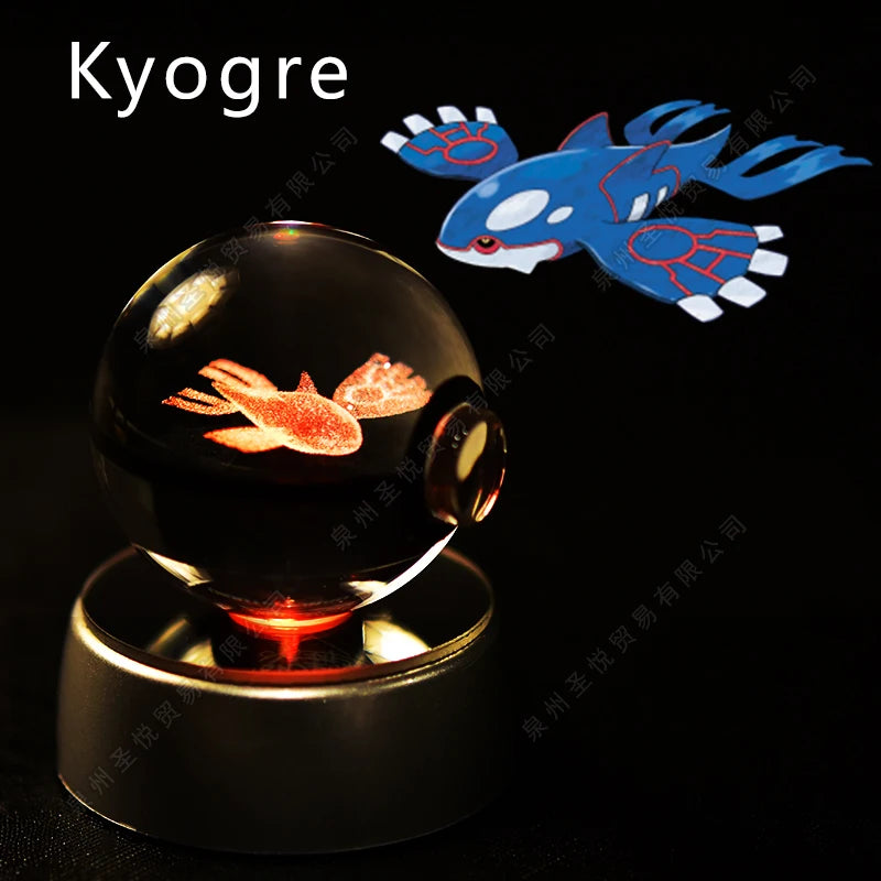 Pokémon 3D Crystal Ball Night Light – Pikachu, Gengar, Mewtwo & More ✨