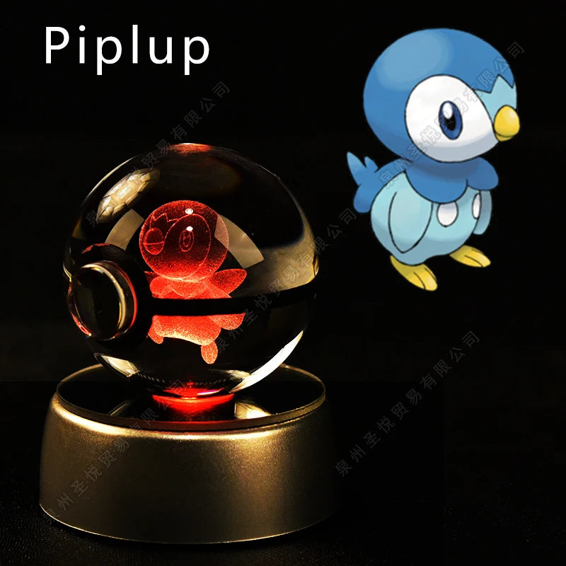 Pokémon 3D Crystal Ball Night Light – Pikachu, Gengar, Mewtwo & More ✨