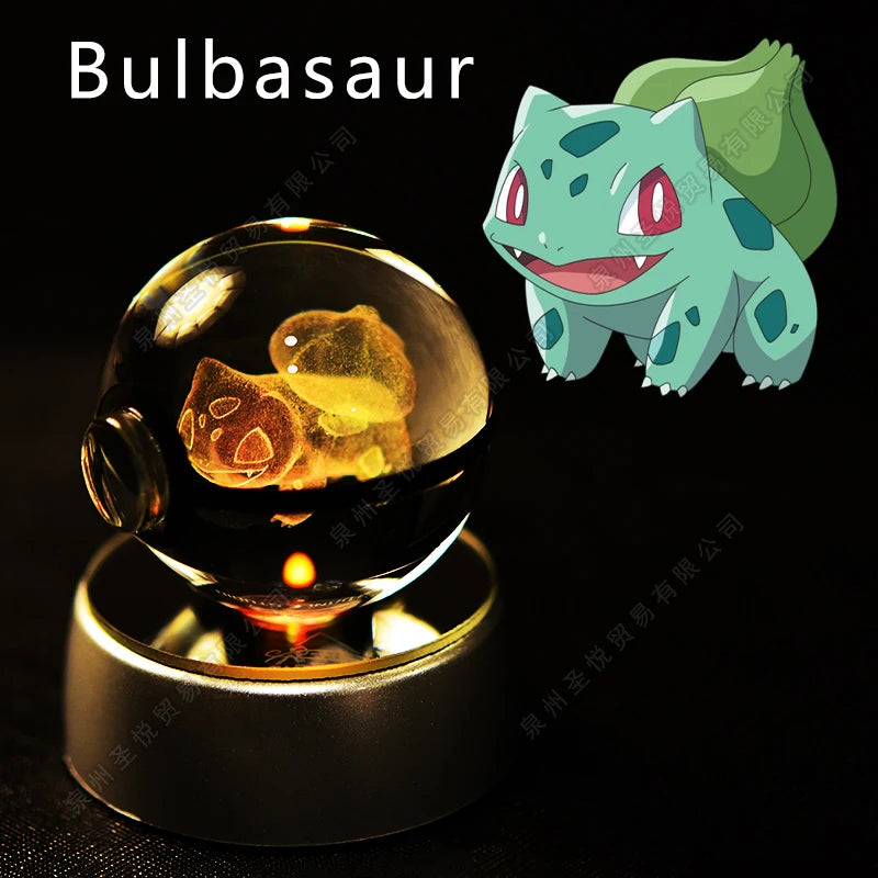 Pokémon 3D Crystal Ball Night Light – Pikachu, Gengar, Mewtwo & More ✨