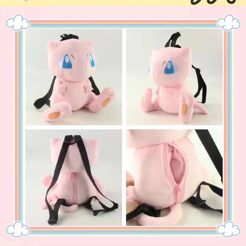 Pokemon Cute Backpack Kawaii Japanese Style Plush Bag Genger Mimikyu Eevee Snorlax Backpack Schoolbag Cosplay Props Fashion Gift.