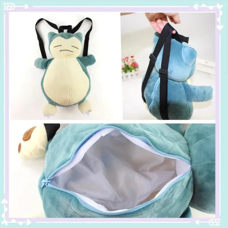 Pokemon Cute Backpack Kawaii Japanese Style Plush Bag Genger Mimikyu Eevee Snorlax Backpack Schoolbag Cosplay Props Fashion Gift.