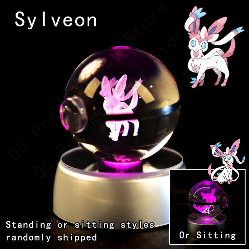 Pokémon 3D Crystal Ball Night Light – Pikachu, Gengar, Mewtwo & More ✨