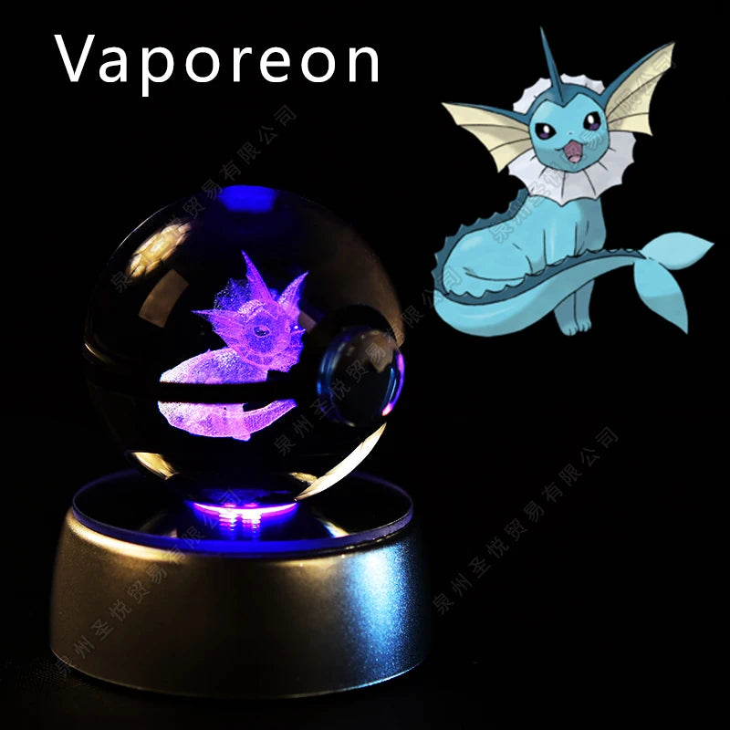 Pokémon 3D Crystal Ball Night Light – Pikachu, Gengar, Mewtwo & More ✨