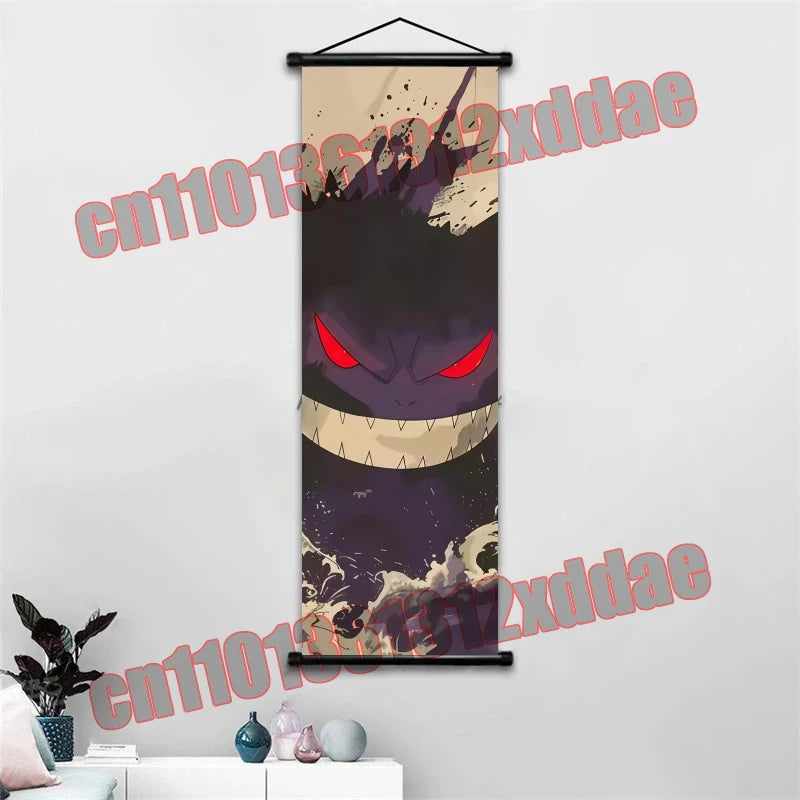 Anime Pokemon Retro Poster Scroll Painting Art White Canvas Painting, Squirtle, Pikachu, Bulbasaur, Eevee, Decorative Painting