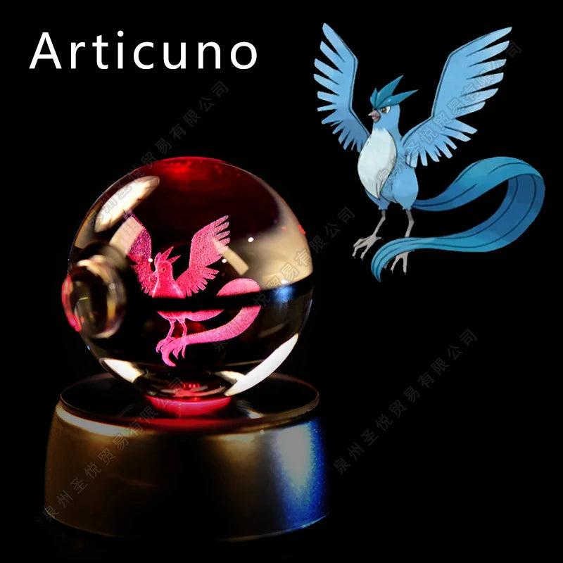 Pokémon 3D Crystal Ball Night Light – Pikachu, Gengar, Mewtwo & More ✨