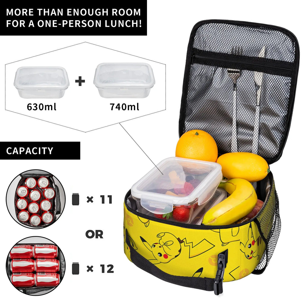1 Piece Zipper Closure Cute Storage Bag Pocket Pokemon  School Lunch Food Box Reusable For Lunch Food Bag.