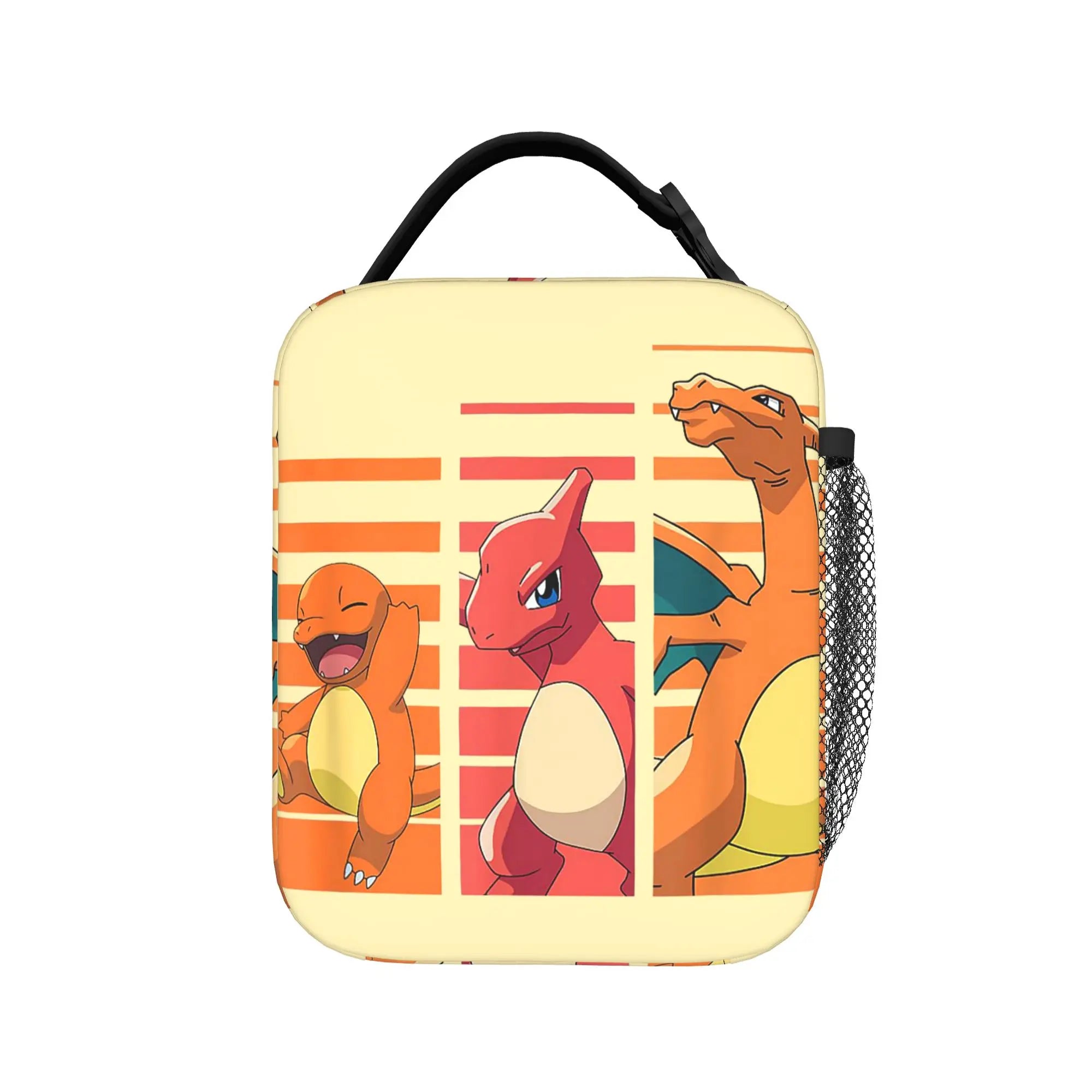 Pokemon Charmander Evolutions Insulated Lunch Bags Cooler Bag Lunch Container  Portable Tote Lunch Box Food Storage Bags School.