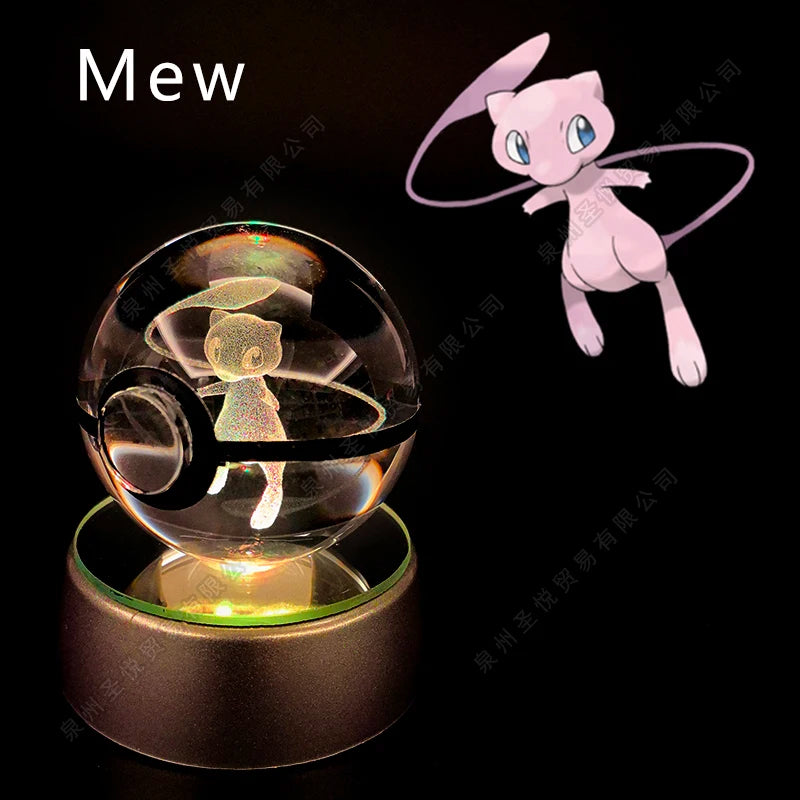 Pokémon 3D Crystal Ball Night Light – Pikachu, Gengar, Mewtwo & More ✨